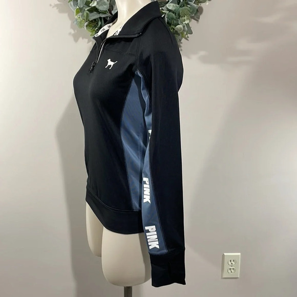NWOT PINK Victoria’s Secret Ultimate Quarter Zip Pullover Logos Top XS - Picture 5 of 16